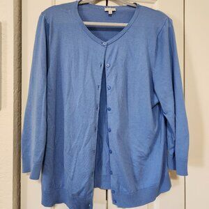 Talbots Dusty Blue Cardigan – Women’s XL – Open Front – Great Condition